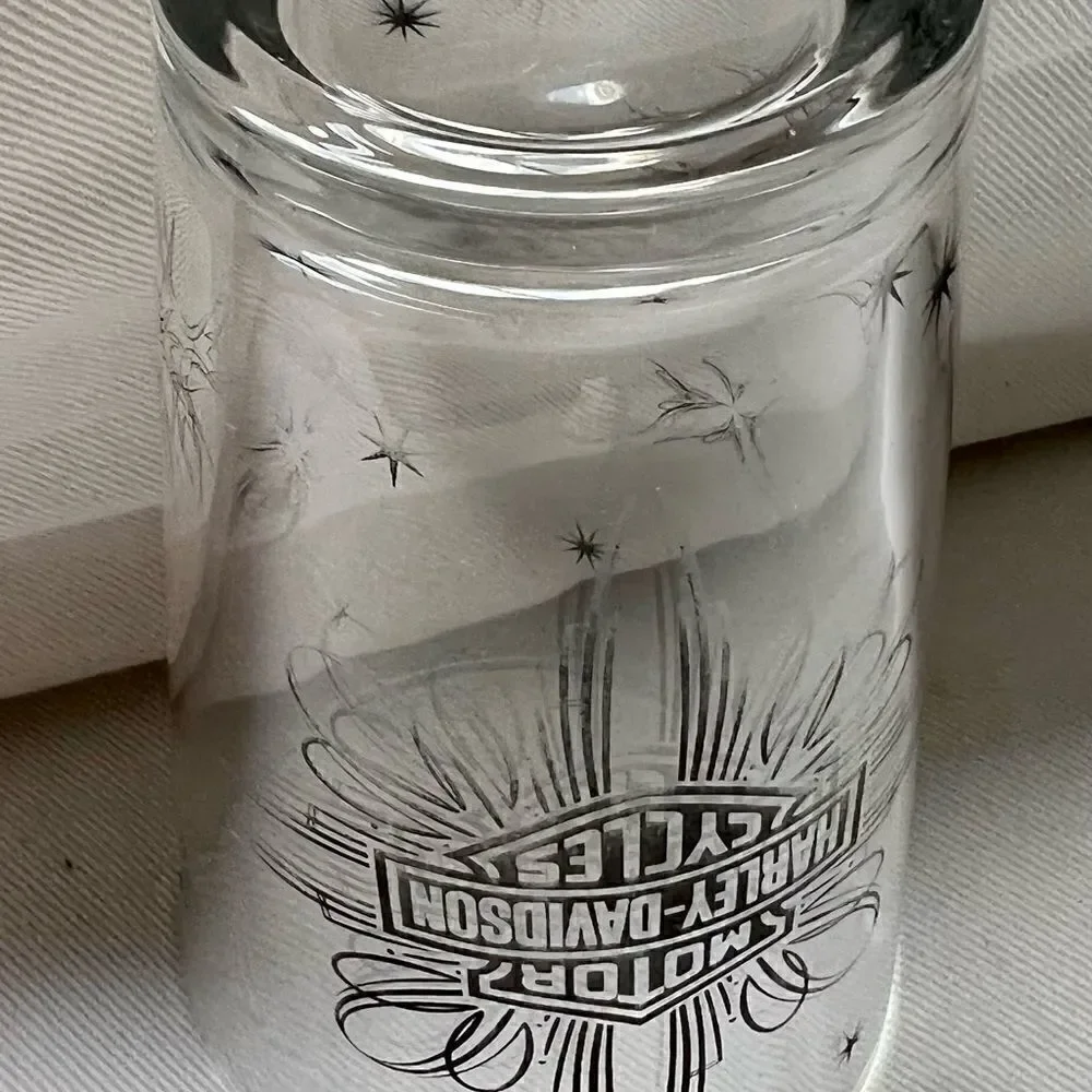 Vintage Harley Davidson Prinstripe Pint Glass Atomic Age Style